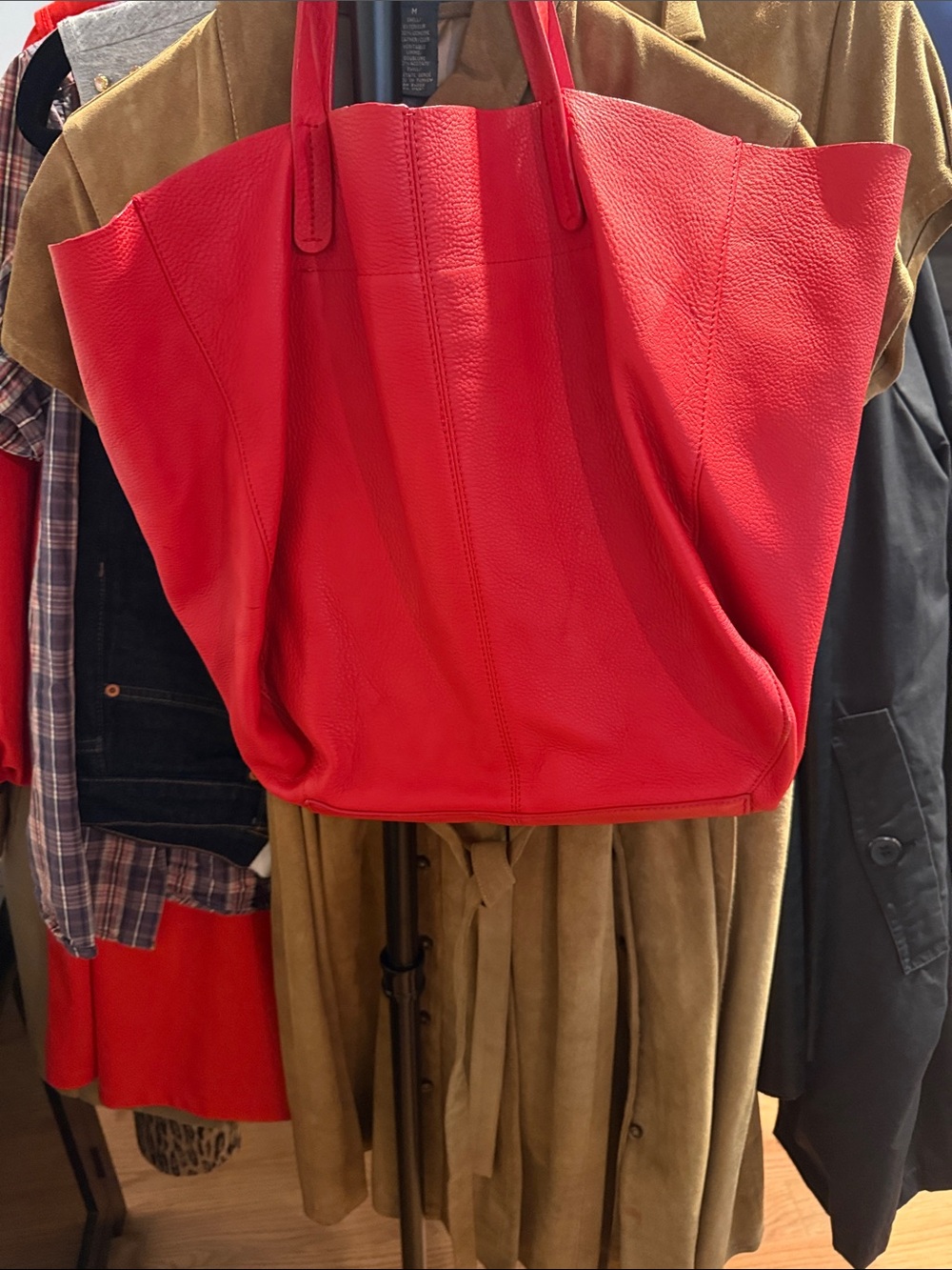 GAP Bright Red Leather Tote Bag